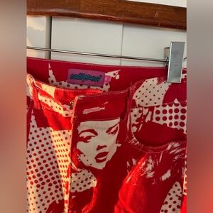 Edikted red pop art warhol print pants